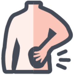 Person placing their hand on their lower back, symbolizing pain in that area
